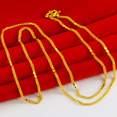 黄金项链9999足金女款肖邦间柱链纯金链子真金锁骨链素链按克