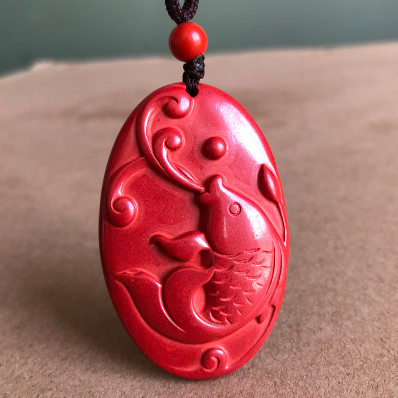 朱砂鲤跃龙门项坠灵鳌夺魁文昌鱼挂件锦鲤补水随身佩戴吊坠