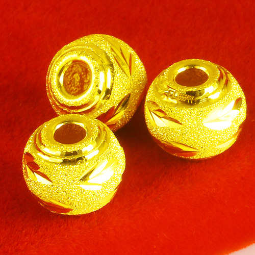 黄金首饰配件999足金转运珠子真金纯金24K金豆豆大小戒指手链