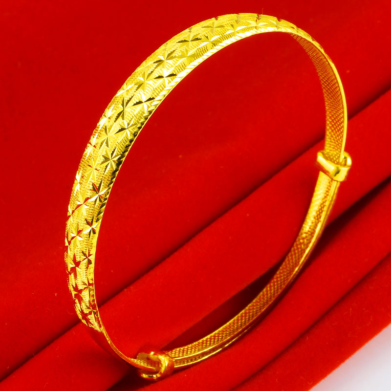 黄金手镯女款9999足金满天星结婚首饰纯金镯子真金按克送妈妈