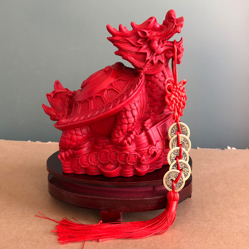 朱砂龙龟摆件赑屃霸下客厅背驮八卦龙头龟大摆件开业乔迁店铺摆台