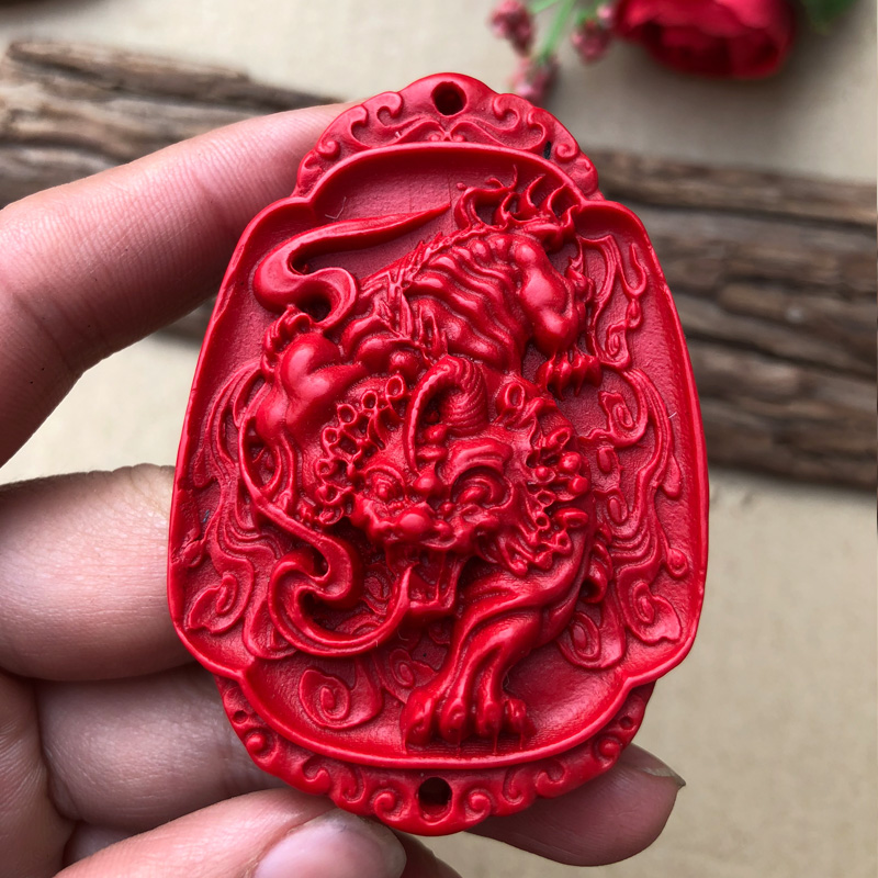 天然台湾朱砂貔貅吊坠中国红朱砂招财貔貅玉佩本命年随身挂饰项链