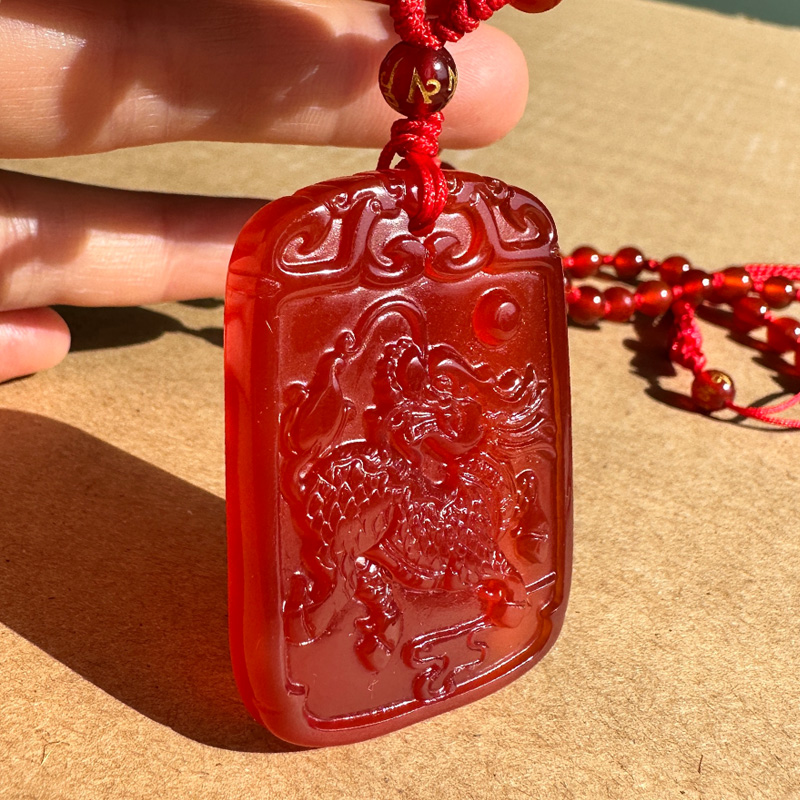 红玛瑙火麒麟挂件缺火补火事顺安福男女随身龙年属相玉吊坠可刻字