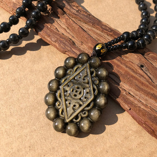 黑曜石喜从天降吊坠金曜兔年随身甲木御令挂件男女夜路害怕防坏人