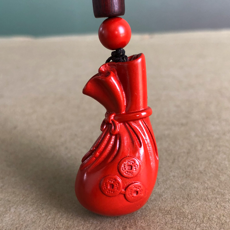 福袋吊坠钱袋子招财玉挂件天然高含量朱砂男女结婚送福财吉祥项链