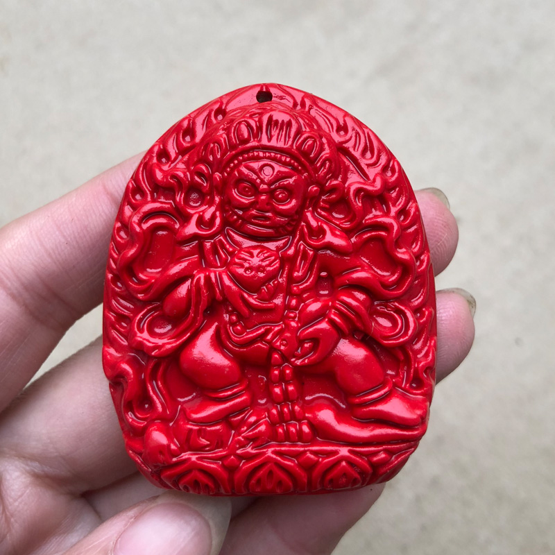 天然朱砂大黑天财神吊坠男女密宗黑财神项链黄财神爷护身随身礼物