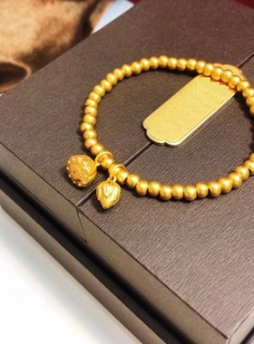 黄金两世欢手链女款999足金莲蓬荷花转运珠24k纯金古法传承手串