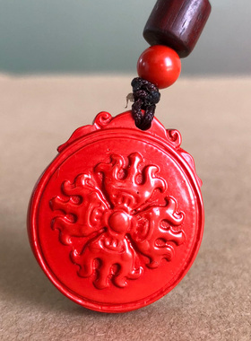 玉见金刚降魔杵天然朱砂高含量降魔杵法器挂坠本命年转运吊坠证书