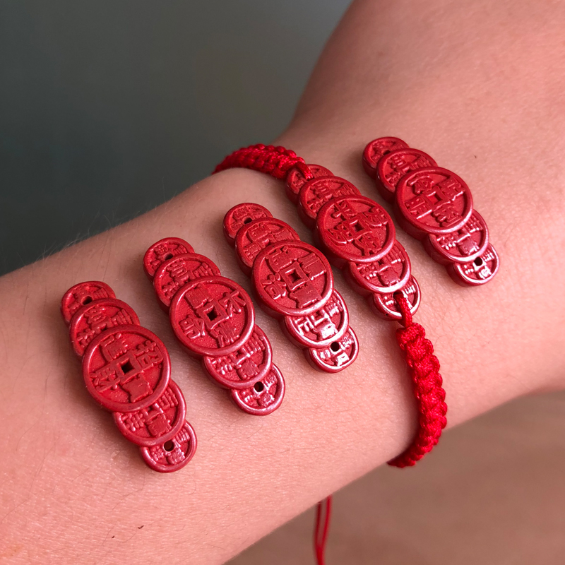 天然朱砂儿童款手链平安宝宝儿童随身五帝钱款手串绳送人礼物