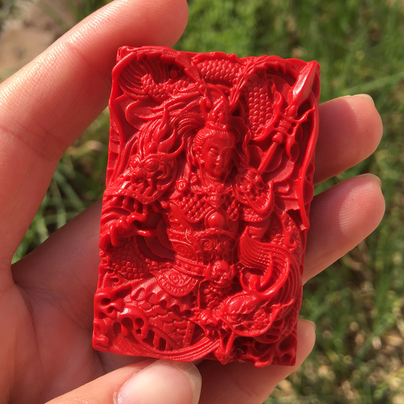 天然台湾朱砂战神吕布牌子吊坠挂件朱砂吊牌男女随身项链送证书