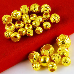 黄金转运珠9999足金首饰配件真金手串纯金手链24K金珠子大小