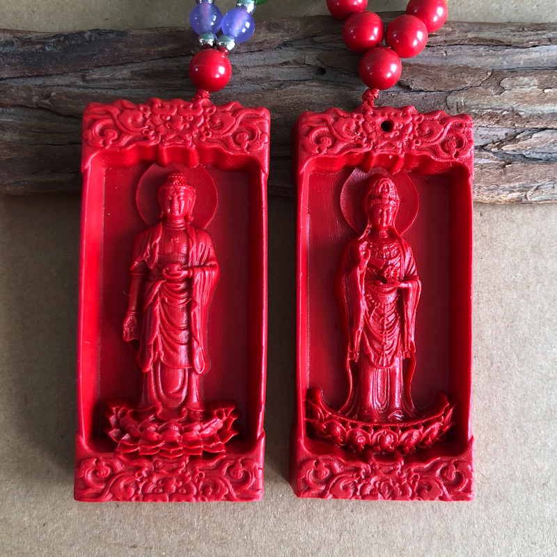 真朱砂全身款大日如来佛观音吊坠站款莲花菩萨佛公生肖守护神挂件