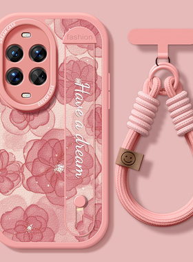 适用华为nova14ultra手机壳nova13腕带nova12pro保护套p40/30/50e女款nova11/10/7se硅胶p60全包9防摔5山茶花