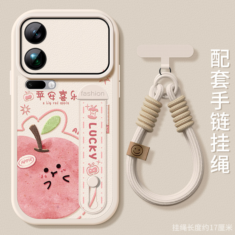 适用小米17promax手机壳腕带Xiaomi18pro保护套新款防摔mi15pro硅胶全包支架小米17苹安喜乐mi14腕带支架外壳