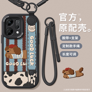 适用opporeno14pro手机壳防摔reno13保护套腕带reno12新款支架11pro全包硅胶10挂绳9卡通腊肠狗狗时尚软外壳