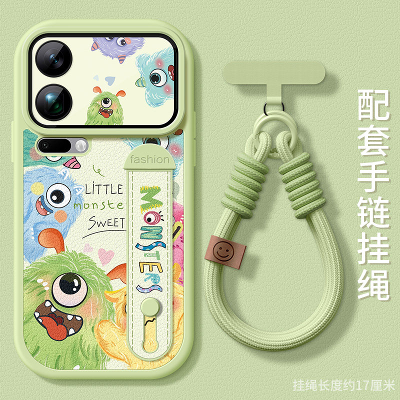 适用小米17手机壳腕带Xiaomi17promax保护套新款防摔mi17pro硅胶全包支架小米17卡通小怪兽简约软外壳
