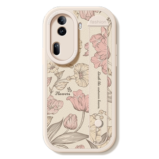 适用opporeno14手机壳腕带reno15pro保护套女款13pro新款12防摔支架reno10/11/9硅胶8全包7pro+花纹6软外壳