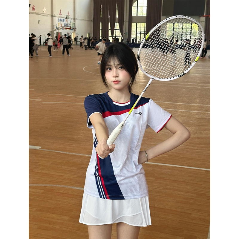 LDAB白色绝美羽毛球服套装女2025夏季新款速干透气运动网球训练服