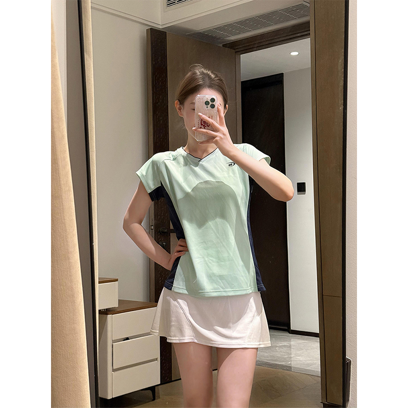 LDAB绝美绿色羽毛球服运动套装女2025新款夏季速干透气短袖上衣