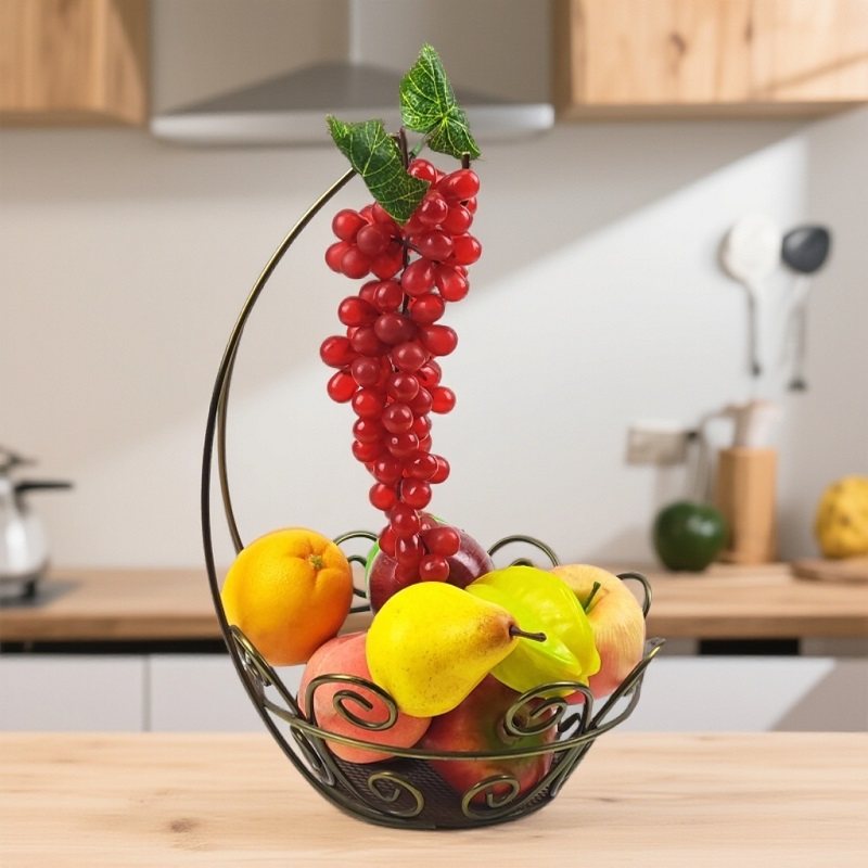 客厅简约铁艺水果篮创意挂蕉篮厨房蔬果沥水篮零食带挂钩收纳篮潮