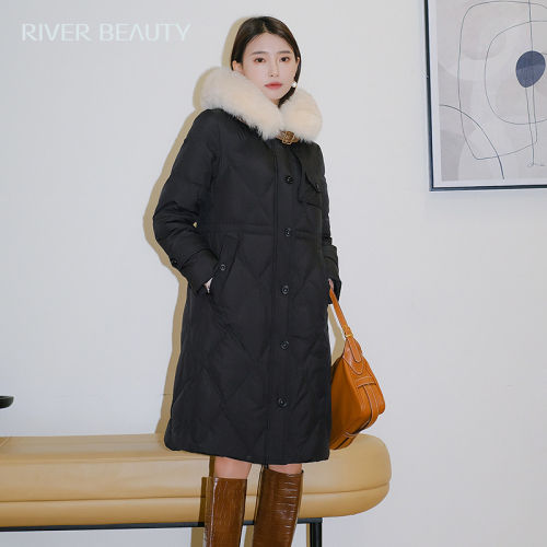 【柳哥优选】RB 女装新款90白鸭绒连帽时尚皮草羽绒服 RY21452233