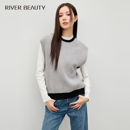 【柳哥优选】RB 冬季新款时尚休闲浅灰针织背心马夹 QM21409987