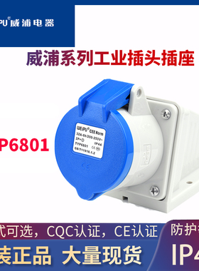 威浦航空工业插头TYP6801 6818 6823 32A明装暗装移动防水连接器