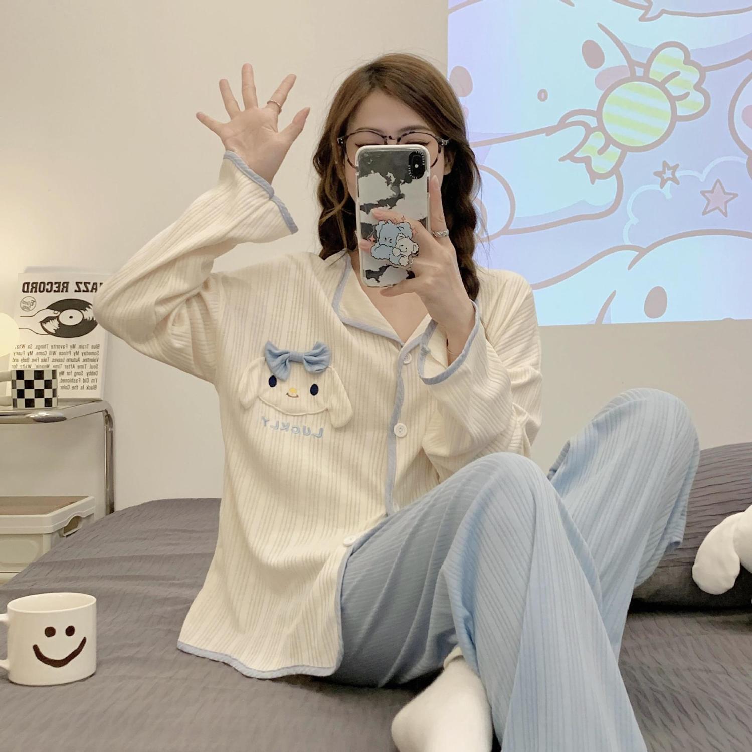 ins风网红新款睡衣女春秋款