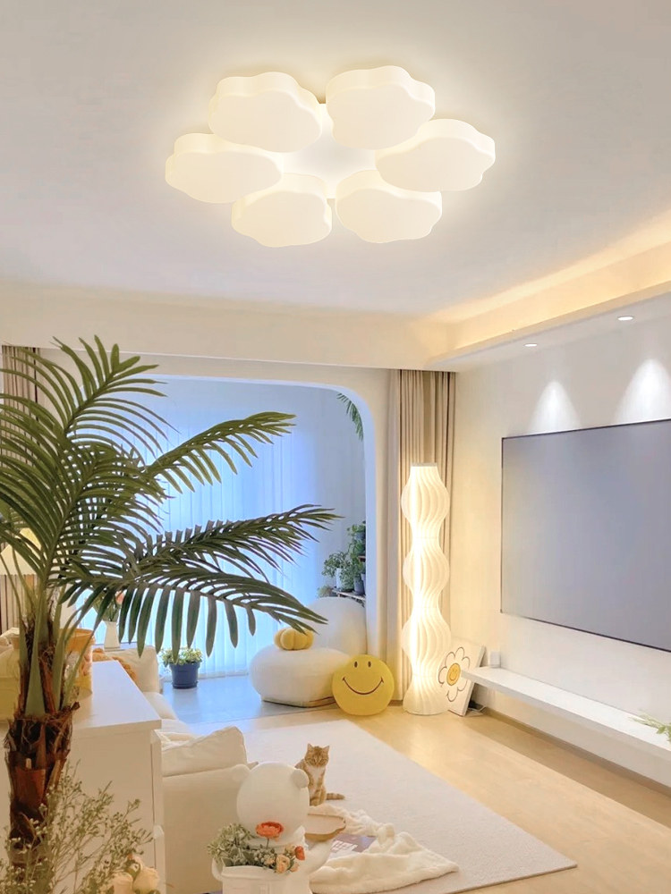 客厅吸顶灯2023年新款现代简约奶油风三室两厅灯具组合全屋套餐