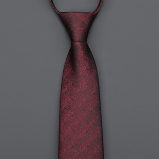 酒红星辰拉链领带男女正装 免打条纹领带 商务新郎伴郎结婚婚礼韩版