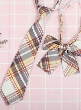 日系韩版条纹jk/dk学院风男女红绀灰蓝衬衫配饰免打领带领花套装