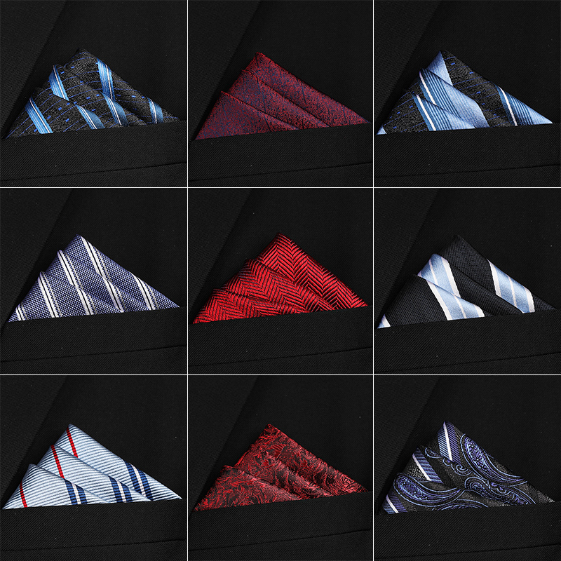 男装西装真丝桑蚕丝时尚口袋巾丝巾正装胸巾多色条纹提花商务方巾