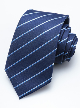 男正装结婚新郎深蓝色花纹手打拉链免打易拉8厘米 A080领带