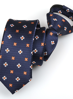 商务正装男士职业结婚新郎韩版懒人黄色小花上班拉链免打领带女