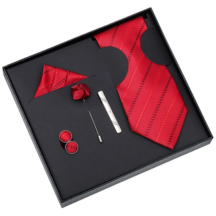 领带结婚新郎六件套男正装商务韩版8厘米手打款条纹粉色红色紫色