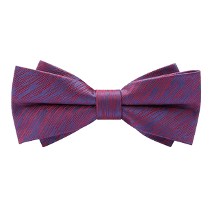 领结婚礼男韩式新郎结婚伴郎英伦蝴蝶结酒红斜纹方喜字双层领结