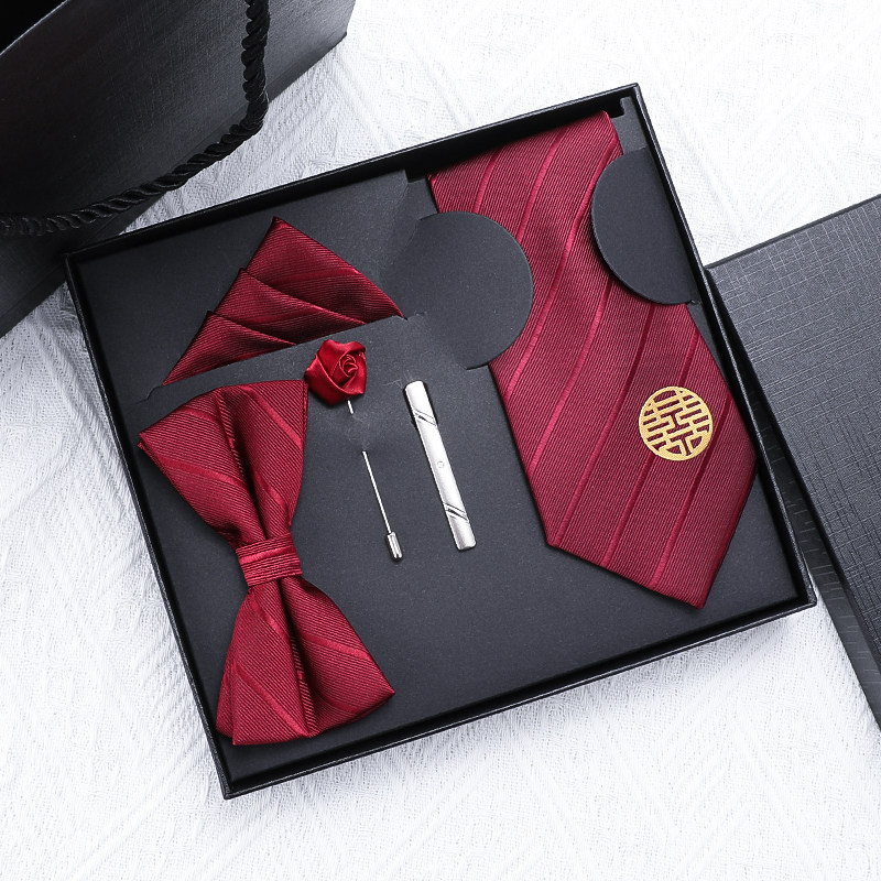 礼服5件套男酒红领带正装结婚新郎领结方巾领带夹婚礼生日礼物,服饰配件/皮带/帽子/围巾,领带,淘宝优惠券,粉丝福利购,淘宝优惠卷