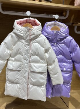 商场同款水孩儿童装女童长款免洗羽绒服冬装特价女宝宝加厚外套