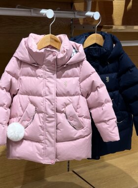 专柜正品水孩儿童装儿童中长款羽绒服冬季新款女童保暖羽绒厚外套