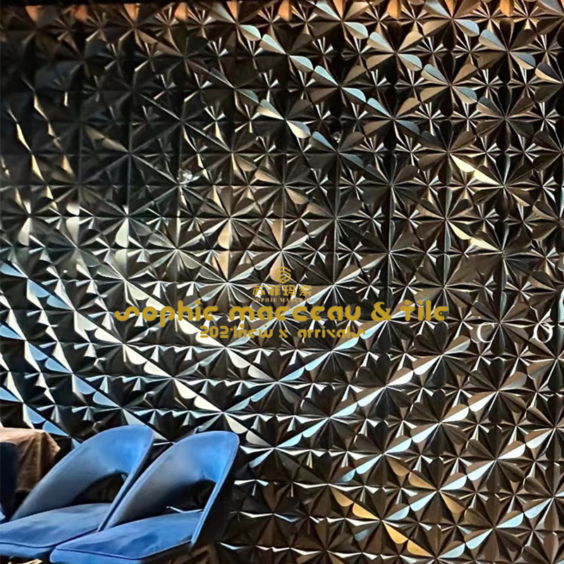 3D立体水泥砖花瓣软包凹凸造型异型手工砖奶茶咖啡厅客餐厅墙