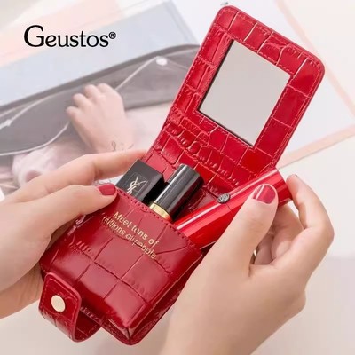 新款高档口红收纳包小包随身便携带镜子迷你化妆包女补妆包口红盒