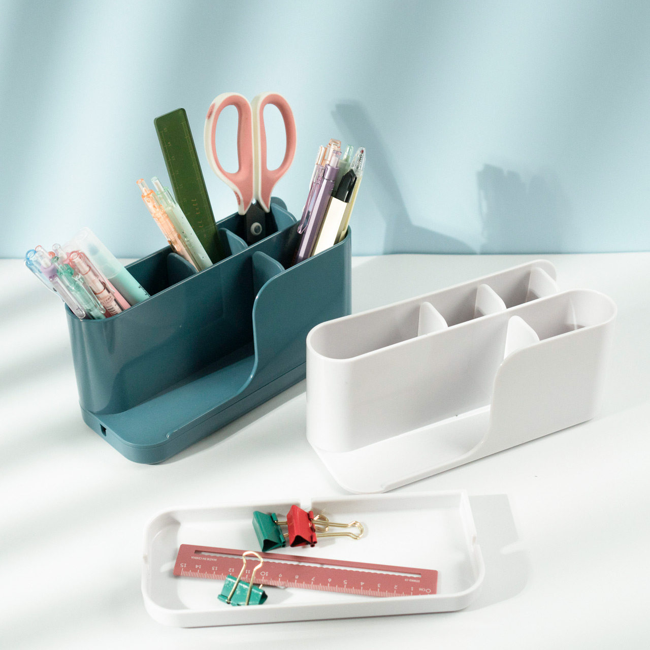 多功能自由组合笔筒桌面收纳盒四格笔筒女创意时尚可爱摆件摆设多