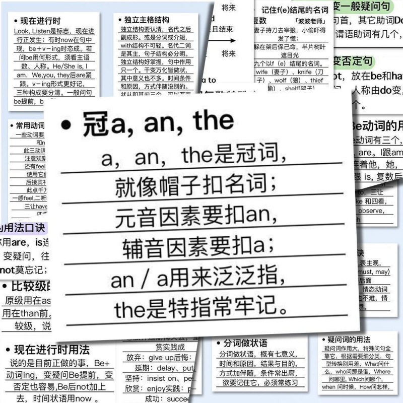 英语语法顺口溜贴纸54张DIY笔记本电脑手账行李箱装饰防水文字