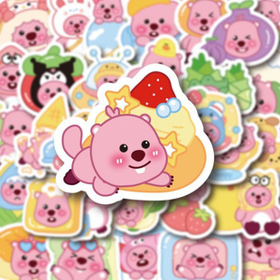 可爱小海狸露比贴纸204张 loopy卡通diy手账手机笔记本电脑行李箱