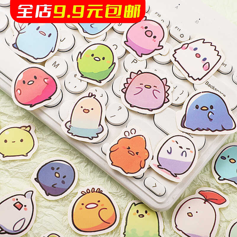 可爱呆萌生物卡通动物贴纸手帐装饰素材手机diy相册日记儿童贴画