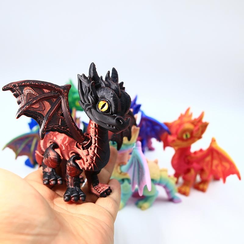 3D打印恶魔飞龙带翅膀的龙模型摆摊摆件儿童玩具礼品仿真关节动物