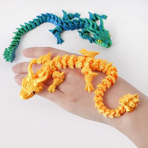 3D打印关节龙中国龙模型儿童玩具摆件卡通全身可动大角龙造景装饰