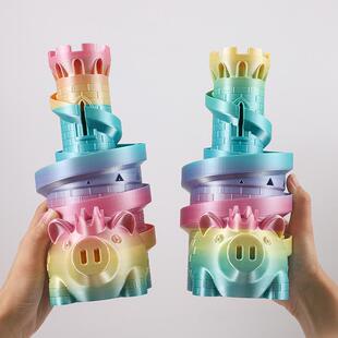 3D打印猪猪大象城堡存钱罐儿童礼物玩具存硬币轨道储钱罐创意摆件