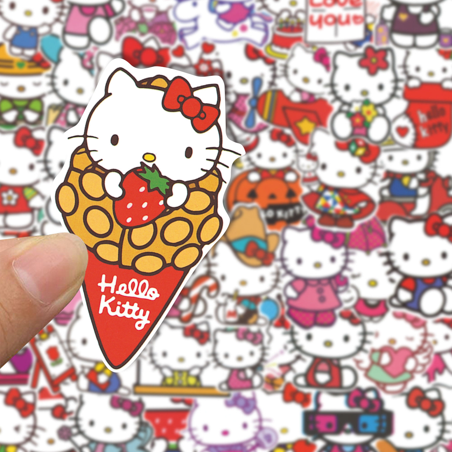 100张kitty凯蒂猫贴纸可爱电脑DIY手机壳手账装饰卡通儿童贴画
