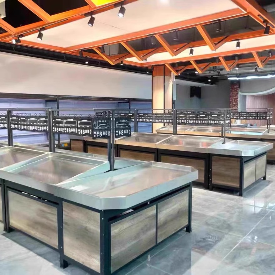 超市果蔬货架展示架生鲜多层中岛架子双层蔬菜陈列货架水果摆放架